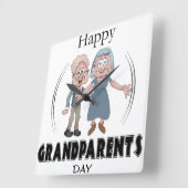 Happy Grandparents Day Clock スクエア壁時計 (傾斜)