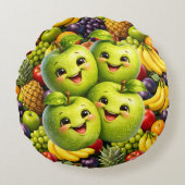 Happy green apples ラウンドクッション (正面)