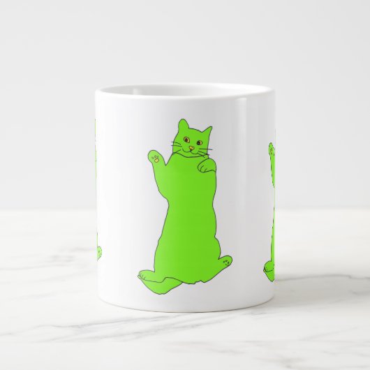 Happy Green Cats mug ジャンボコーヒーマグカップ (正面)