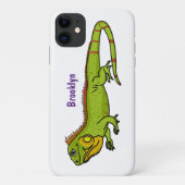 Happy green iguana cartoon illustration Case-Mate iPhoneケース (裏面)