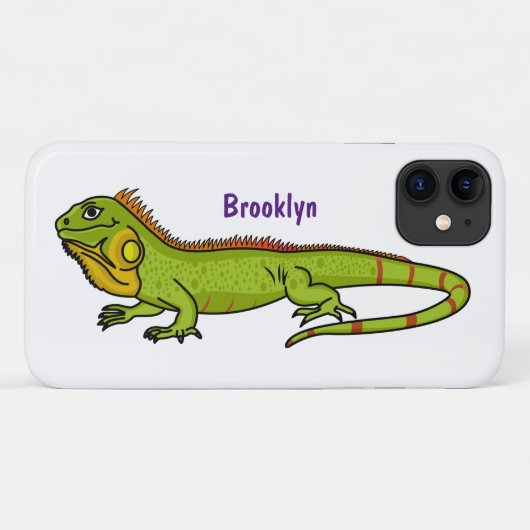 Happy green iguana cartoon illustration Case-Mate iPhoneケース (裏面(横))