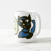 Happy Green Jack o Lantern Black Cat コーヒーマグカップ (正面右)