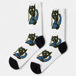 Happy Green Jack o Lantern Black Cat  ソックス