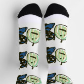 Happy Green Jack o Lantern Black Cat  ソックス (上部)