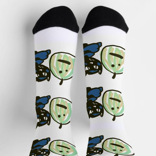 Happy Green Jack o Lantern Black Cat  ソックス (上部)