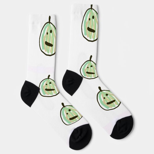 Happy Green Jack o Lantern Black Cat  ソックス (右)