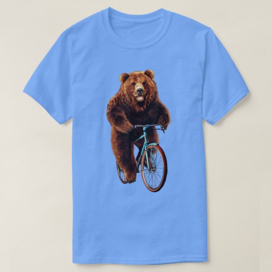 Happy Grizzly Bear Cycling, Mountain Bike Bicycle  Tシャツ (デザイン正面)