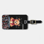 Happy Grizzly Bear, Smiling DJ, Music Jungle ラゲッジタグ (正面横)