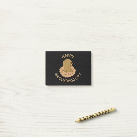 Happy Groundhog Day ポストイット (デスク上)