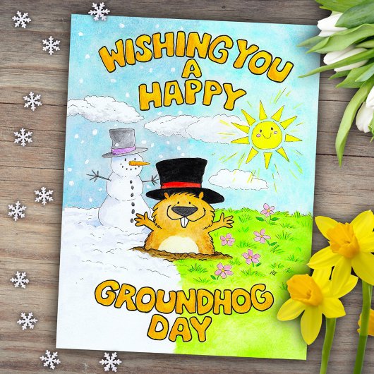 Happy Groundhog Day  ポストカード