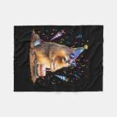 Happy Groundhog Day 12 Feb Ground Hog With Birthda フリースブランケット (正面(横))