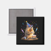 Happy Groundhog Day 12 Feb Ground Hog With Birthda マグネット (正面/裏面)