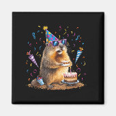 Happy Groundhog Day 12 Feb Ground Hog With Birthda マグネット (正面)