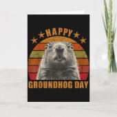 Happy Groundhog Day 2025 Decorations Humorous Retr カード (正面)