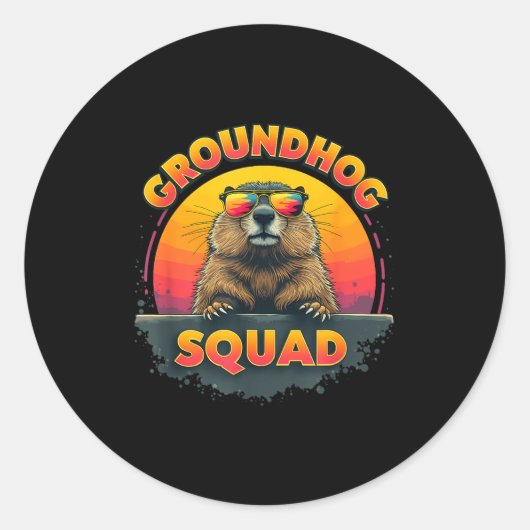 Happy Groundhog Day 2025 - Fun Groundhog Squad App ラウンドシール (正面)