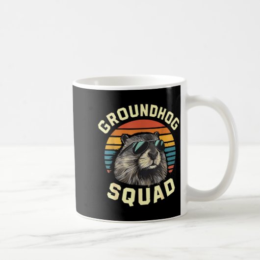 Happy Groundhog Day 2026 Funny Groundhog Squad  コーヒーマグカップ (右)