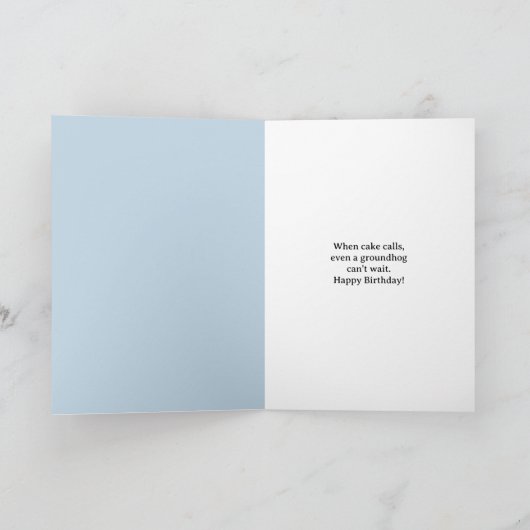 Happy Groundhog Day Birthday Groundhog with Cake カード (内部)