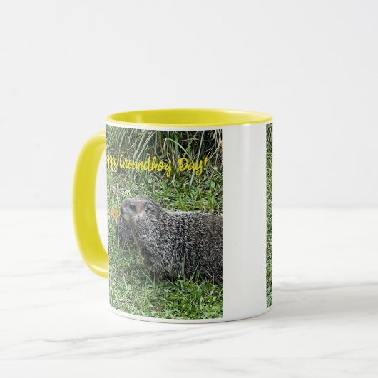 Happy Groundhog Day, custom mugs. マグカップ (正面左)