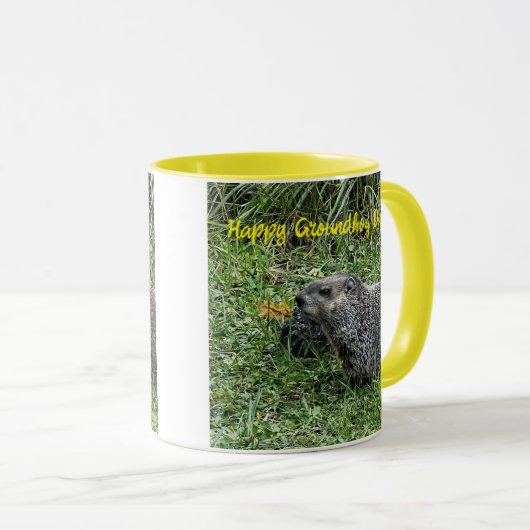 Happy Groundhog Day, custom mugs. マグカップ (正面右)