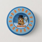 Happy Groundhog Day Custom Name Funny 缶バッジ (正面)