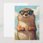 Happy Groundhog Day Cute Colorful Woodchuck  シーズンカード (正面/裏面)