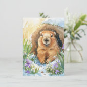 Happy Groundhog Day Cute Colorful Woodchuck  シーズンカード (スタンド正面)