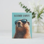 Happy Groundhog Day Cute Colorful Woodchuck シーズンカード (スタンド正面)