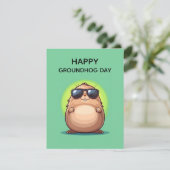 Happy Groundhog Day Cute Colorful Woodchuck  シーズンカード (スタンド正面)