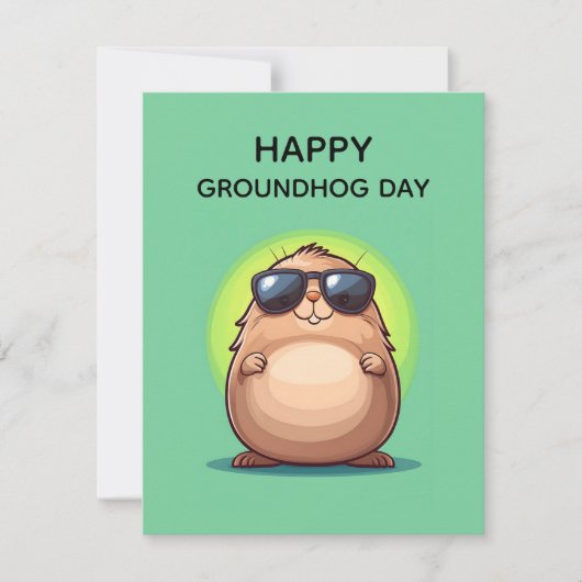 Happy Groundhog Day Cute Colorful Woodchuck  シーズンカード (正面)