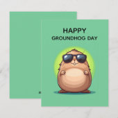 Happy Groundhog Day Cute Colorful Woodchuck  シーズンカード (正面/裏面)