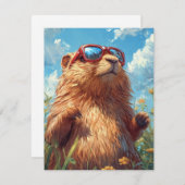 Happy Groundhog Day Cute Colorful Woodchuck  シーズンカード (正面/裏面)