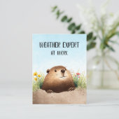 Happy Groundhog Day Cute Colorful Woodchuck  シーズンカード (スタンド正面)