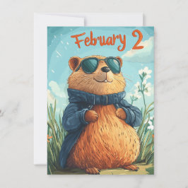 Happy Groundhog Day Cute Colorful Woodchuck シーズンカード