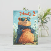 Happy Groundhog Day Cute Colorful Woodchuck  シーズンカード (スタンド正面)