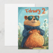 Happy Groundhog Day Cute Colorful Woodchuck  シーズンカード (正面/裏面)