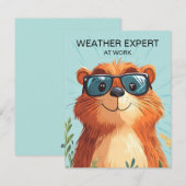 Happy Groundhog Day Cute Colorful Woodchuck シーズンカード (正面/裏面)