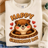 Happy Groundhog Day Cute Embroidery Groundhog Desi ベビーTシャツ