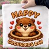 Happy Groundhog Day Cute Embroidery Groundhog Desi ベビーTシャツ