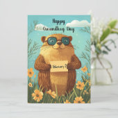 Happy Groundhog Day Cute Watercolor Woodchuck  シーズンカード (スタンド正面)
