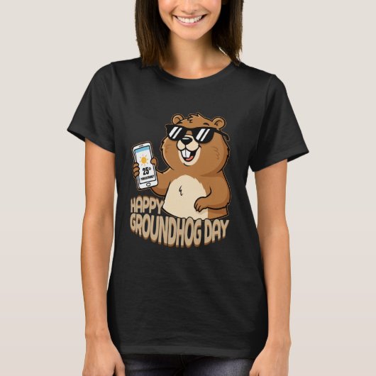 Happy Groundhog Day Cute Woodchuck Funny Groundhog Tシャツ (正面)