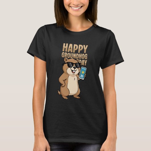 Happy Groundhog Day Cute Woodchuck Groundhog Holid Tシャツ (正面)
