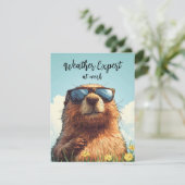 Happy Groundhog Day Funny Colorful Woodchuck  シーズンカード (スタンド正面)