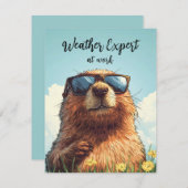 Happy Groundhog Day Funny Colorful Woodchuck  シーズンカード (正面/裏面)