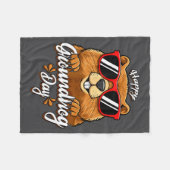 Happy Groundhog Day Funny Groundhog Sungles Cute K フリースブランケット (正面(横))