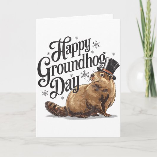 Happy Groundhog Day Ground Hog Animal Costume Men カード (正面)