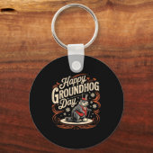 Happy Groundhog Day Ground Hog Animal Costume Men  キーホルダー (正面)