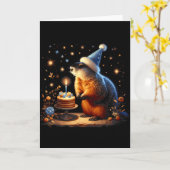 Happy Groundhog Day Ground Hog With Birthday Cake  カード (黄色い花)