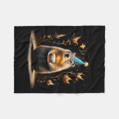 Happy Groundhog Day Ground Hog With Birthday Cake  フリースブランケット (正面(横))