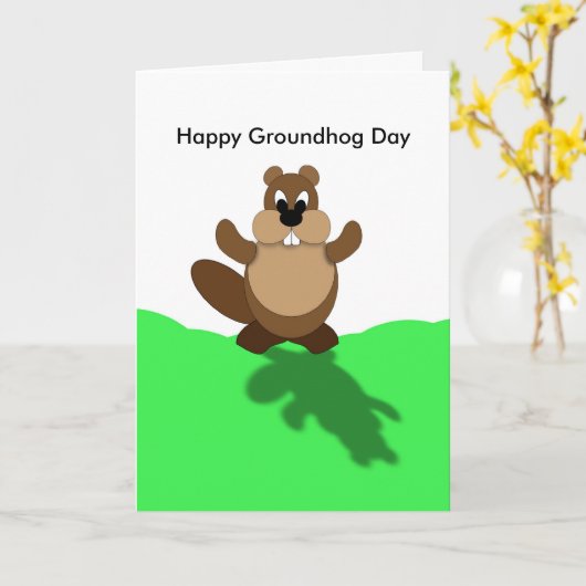 Happy Groundhog Day、Groundhog Arms Up カード (黄色い花)
