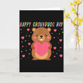 Happy Groundhog Day Groundhog Day Cute Woodchuck F カード (黄色い花)